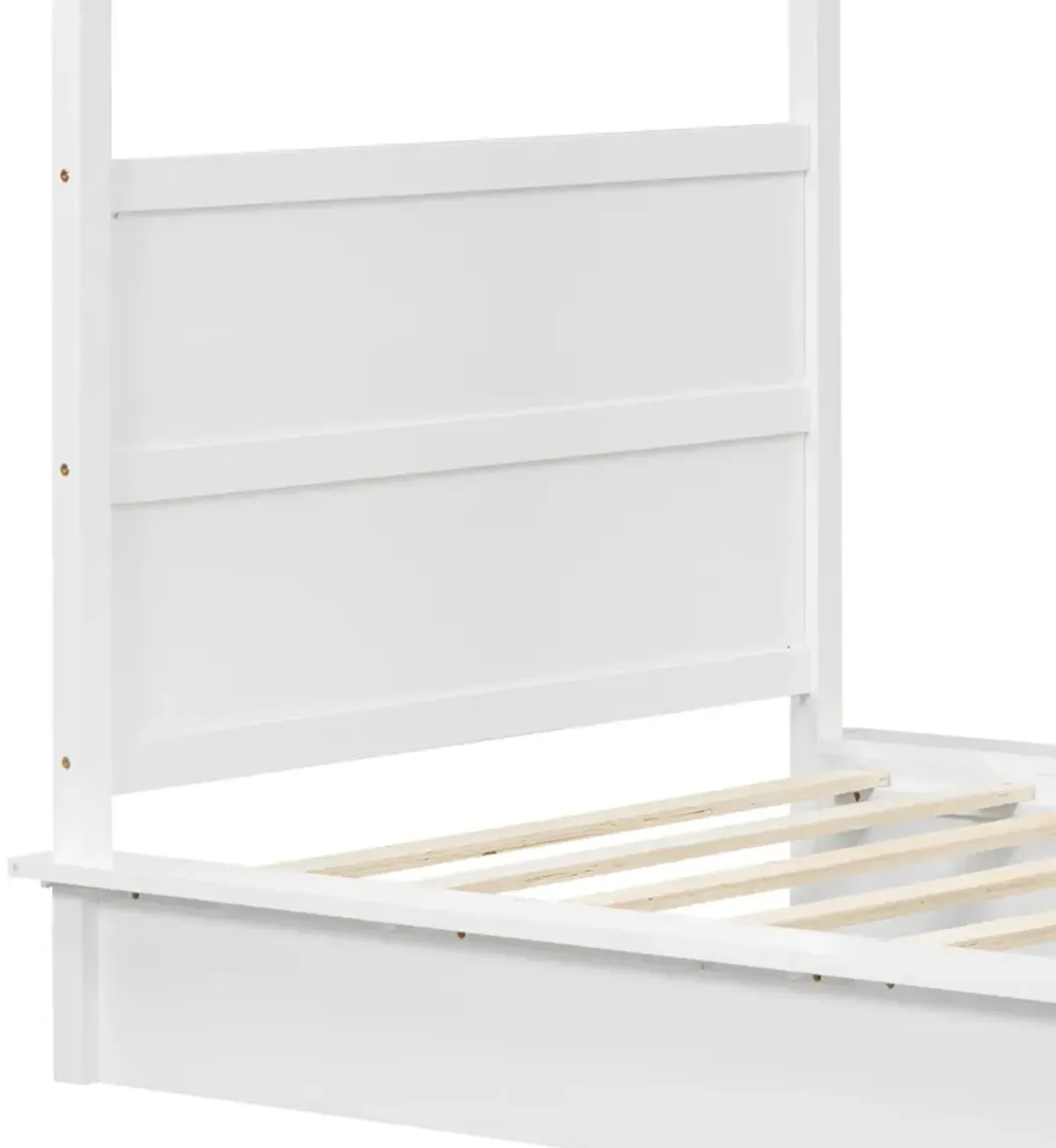 Wood LED Canopy Bed, Canopy Platform Bed With Support Slats, No Box Spring Needed