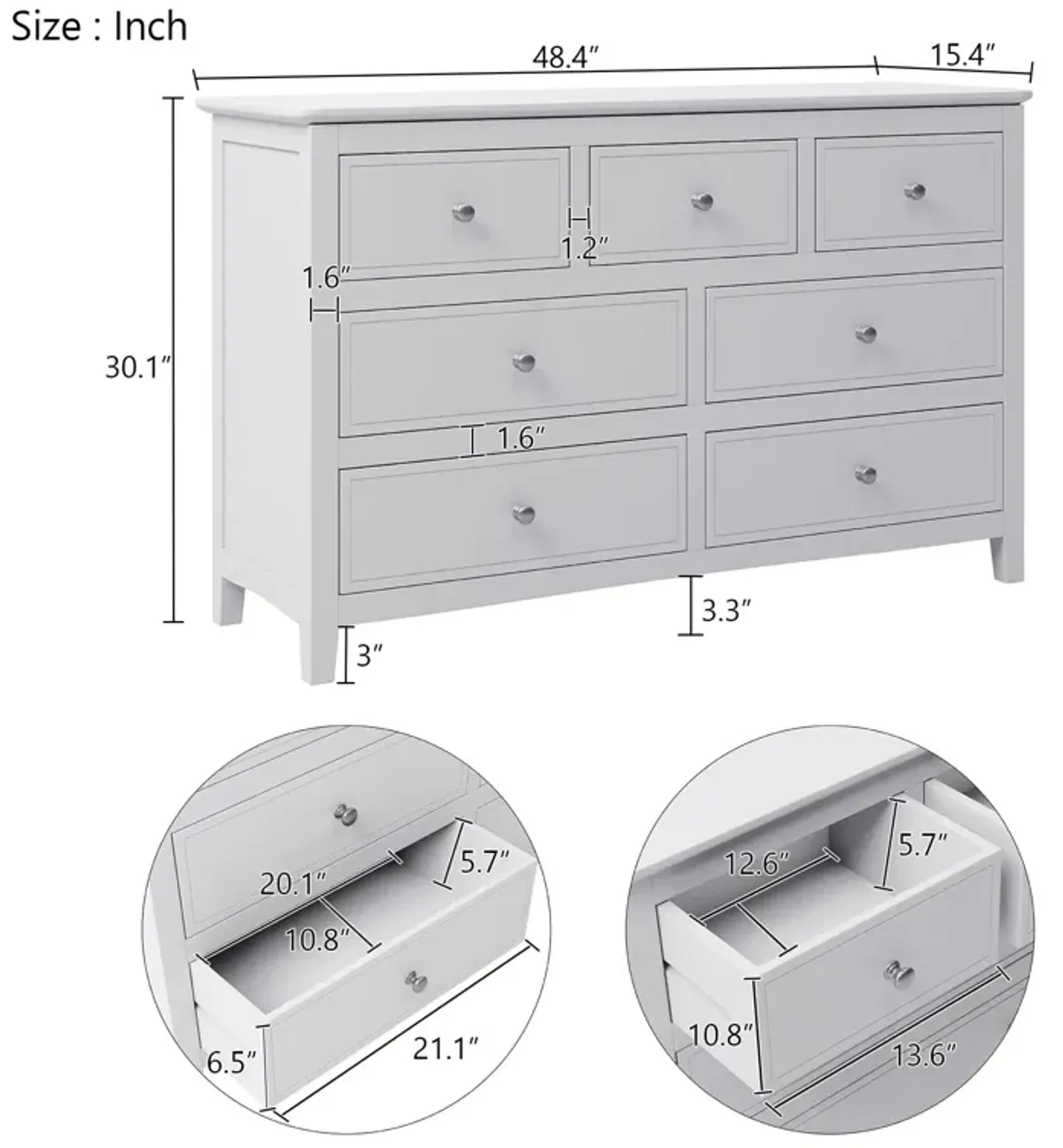 3 Pieces Bedroom Sets Solid Wood