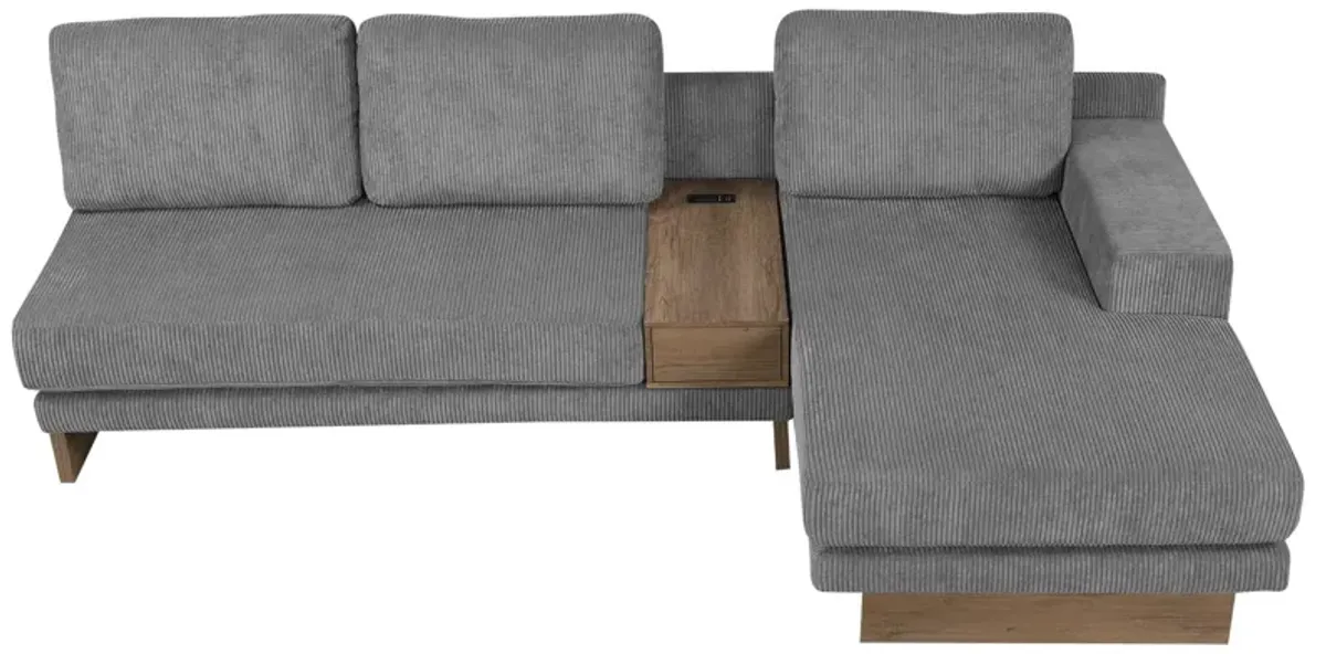 L-Shaped Sofa Sectional Sofa With Two USB Ports And Two Power Sockets, A Storage Drawer And A Reversible Chaise Lounge For Living Room