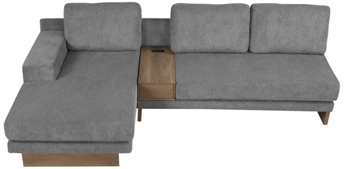 L-Shaped Sofa Sectional Sofa With Two USB Ports And Two Power Sockets, A Storage Drawer And A Reversible Chaise Lounge For Living Room