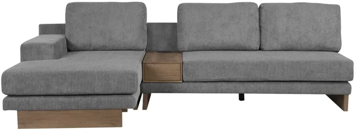 L-Shaped Sofa Sectional Sofa With Two USB Ports And Two Power Sockets, A Storage Drawer And A Reversible Chaise Lounge For Living Room