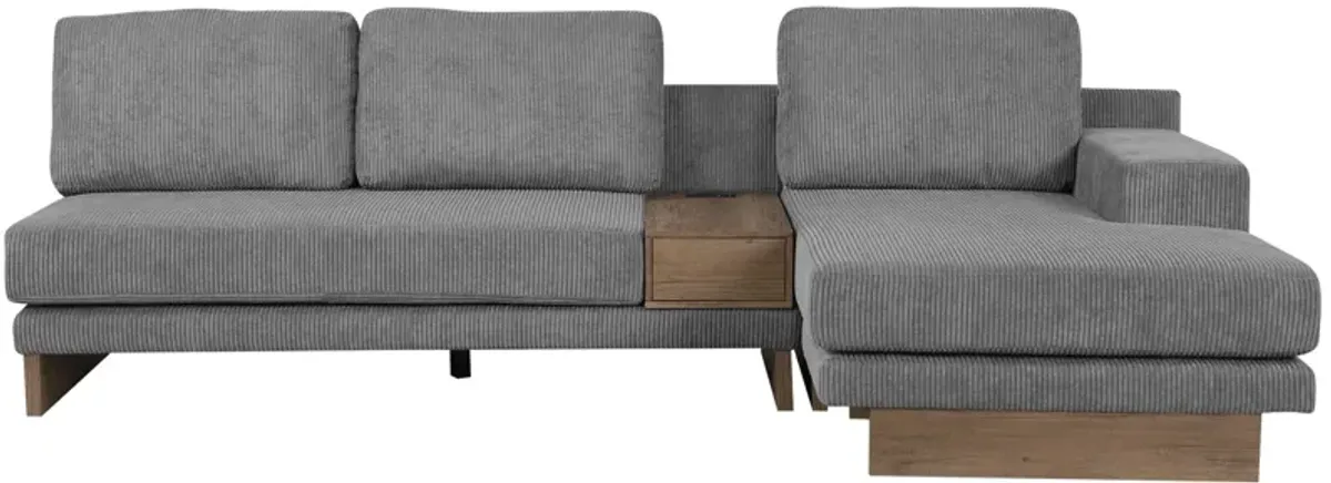 L-Shaped Sofa Sectional Sofa With Two USB Ports And Two Power Sockets, A Storage Drawer And A Reversible Chaise Lounge For Living Room