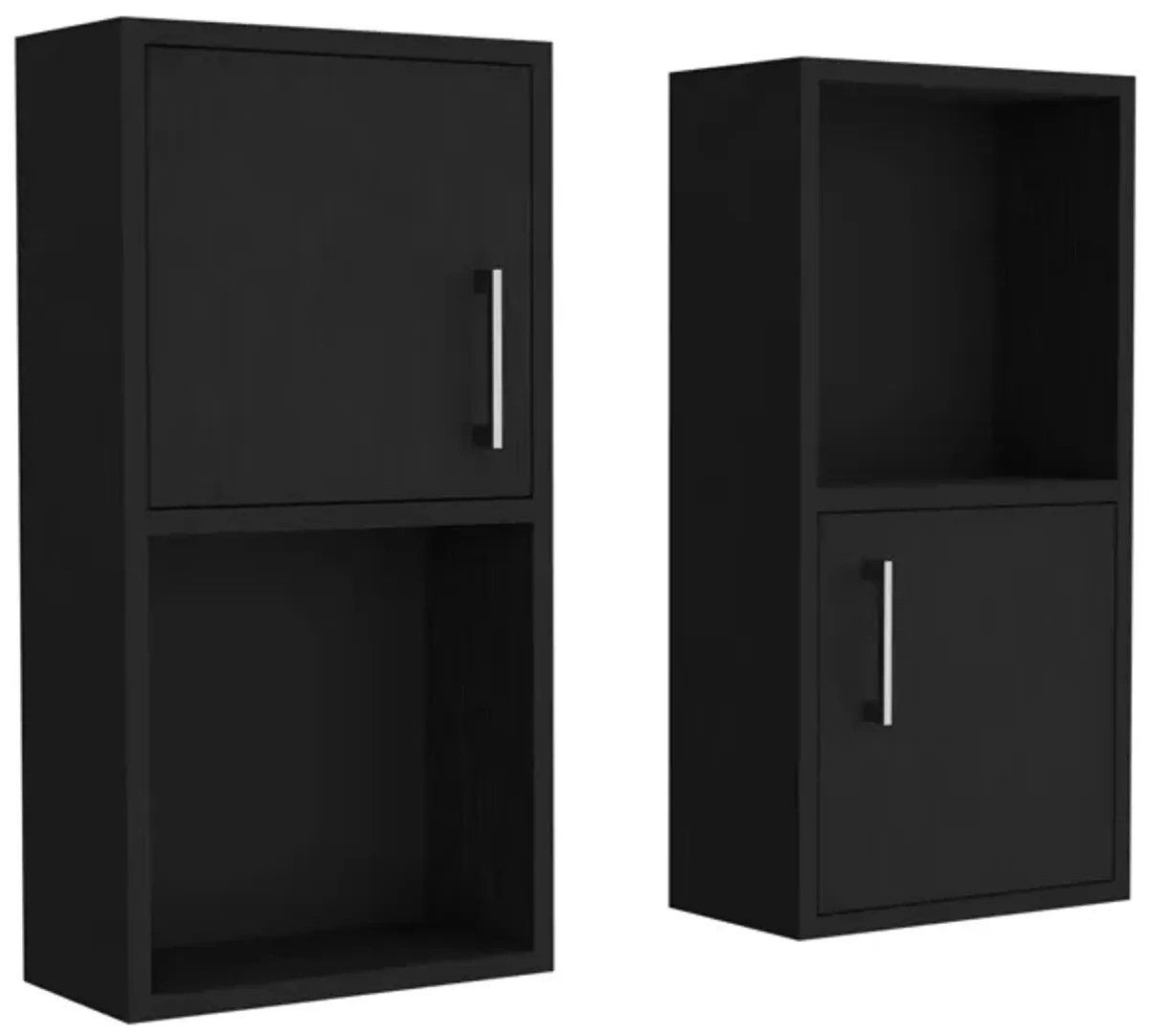 Wall Mounted Bathroom Medicine Cabinet Eak Two Doors, Two Shelves - Black