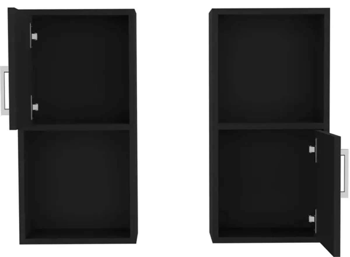 Wall Mounted Bathroom Medicine Cabinet Eak Two Doors, Two Shelves - Black