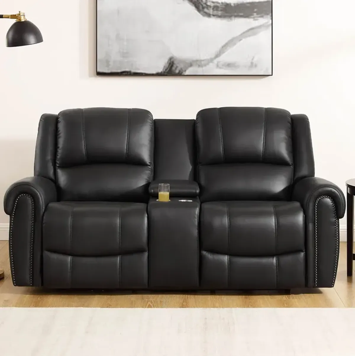Marco - Power Zero Gravity Reclining Loveseat With Console - Black