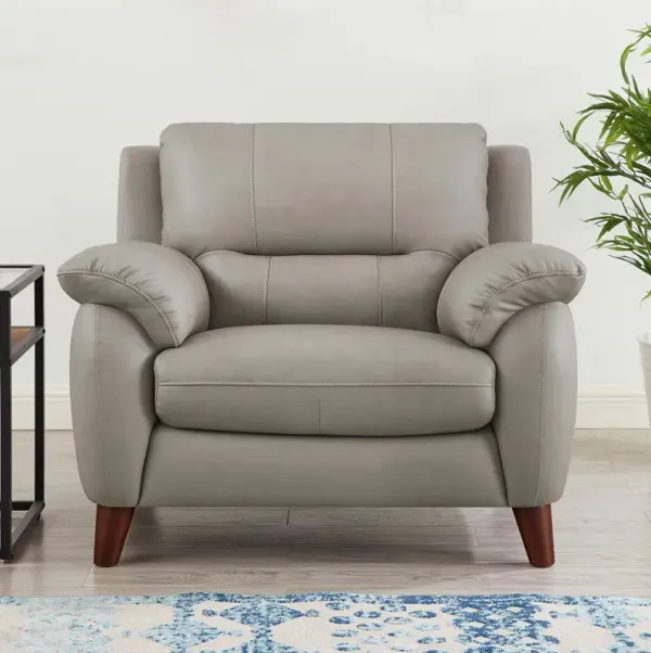 Lara - Leather Chair - Stone Gray