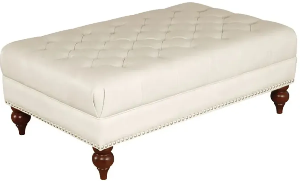 Aliso - Leather Ottoman - Cream White