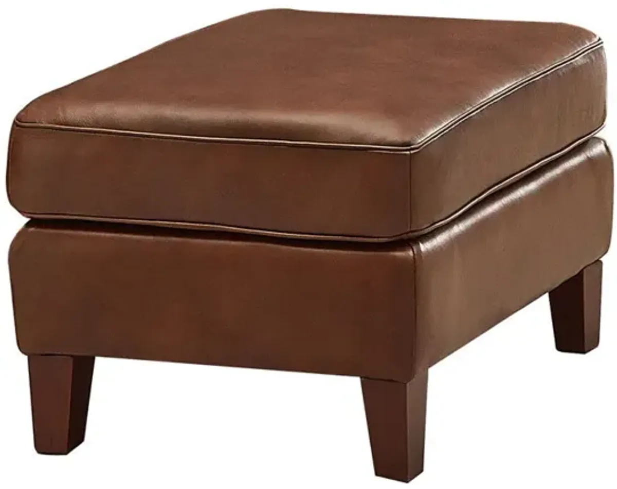 Ashby - Leather Ottoman - Pecan