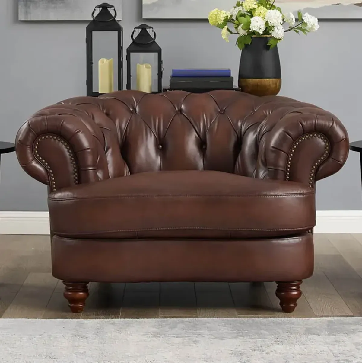 Newport - Leather Chair - Caramel