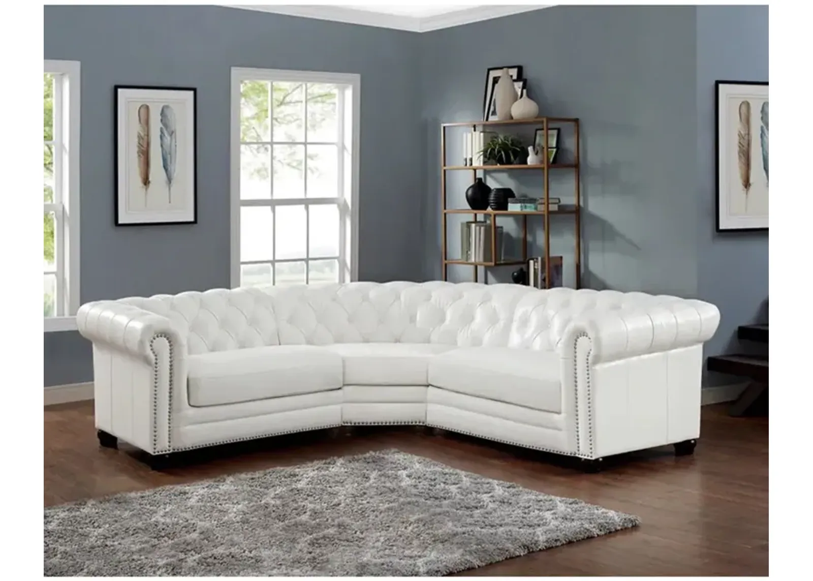 Aliso - Leather Symmetrical Sectional - Creamy White