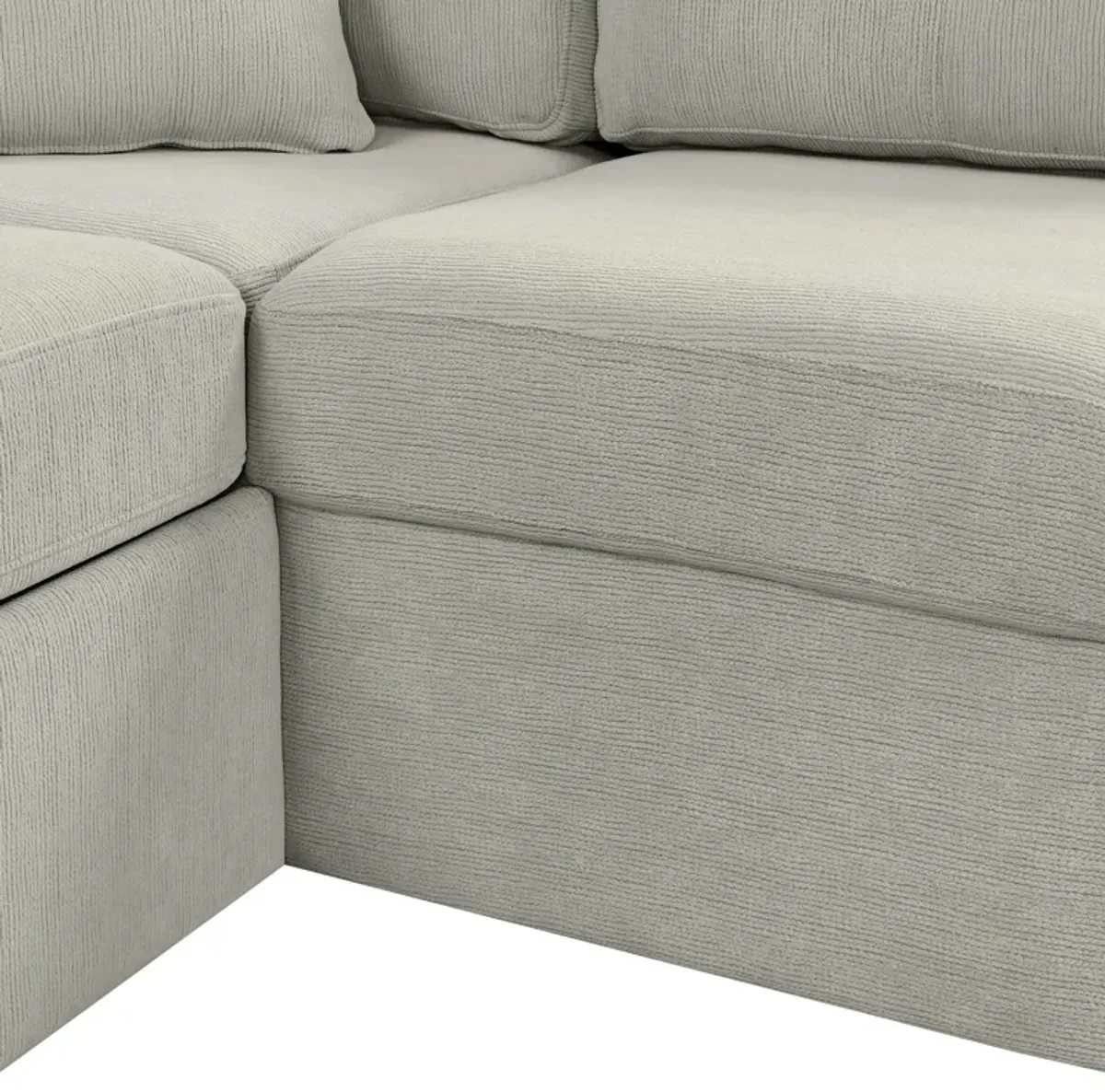 Sectional Sofa L-Shaped Sofa Couch Pull-Out Sofa Bed With A Movable Ottoman, Two USB Ports And Two Cup Holders For Living Room