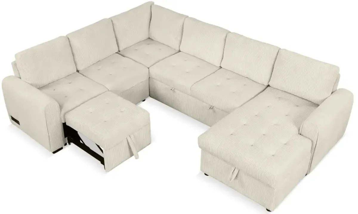 U-Shaped Sofa Sectional Sofa Pull-Out Sofa Bed With A Storage Chaise Lounge, Charging Devices For Living Room