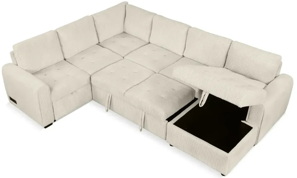 U-Shaped Sofa Sectional Sofa Pull-Out Sofa Bed With A Storage Chaise Lounge, Charging Devices For Living Room