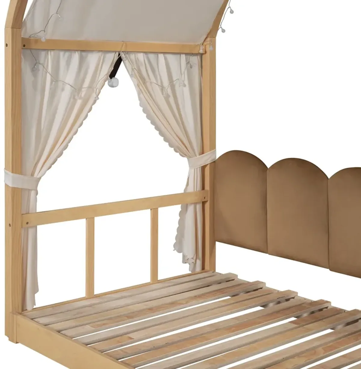 Extended Bed With Arched Roof And Trundle