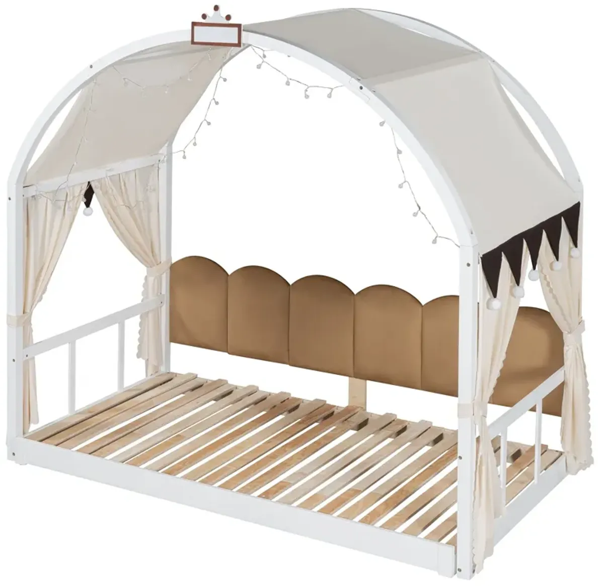 Extended Bed With Arched Roof And Trundle