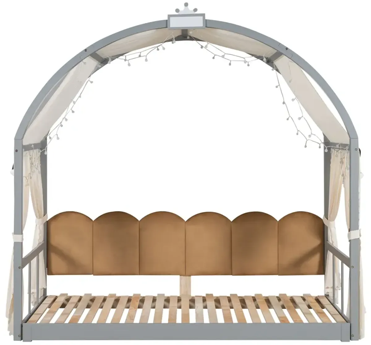 Extended Bed With Arched Roof And Trundle