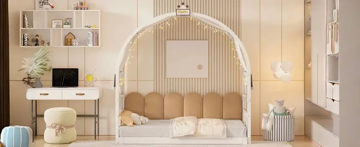 Extended Bed With Arched Roof And Trundle