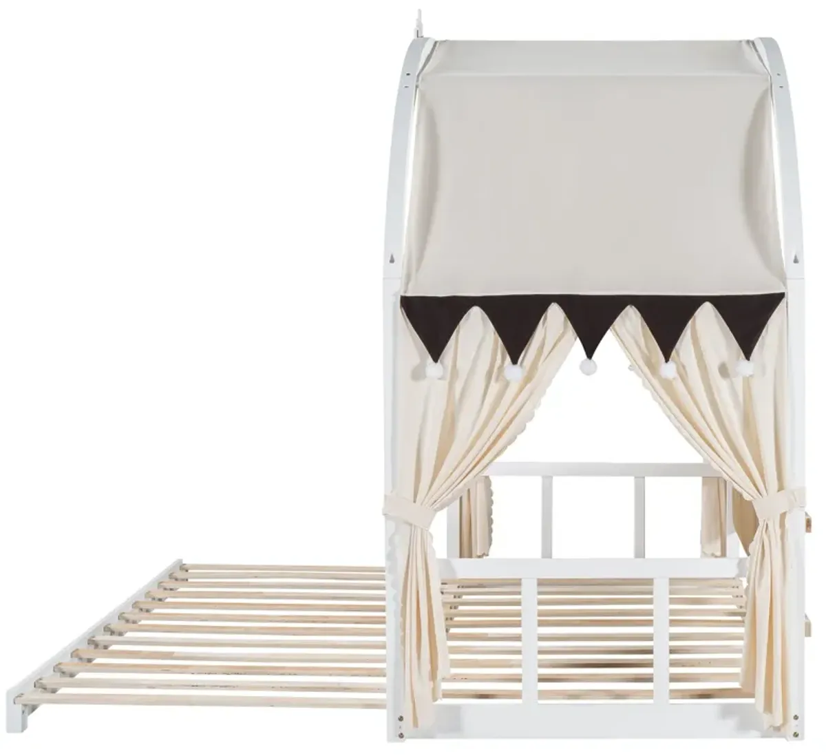 Extended Bed With Arched Roof And Trundle