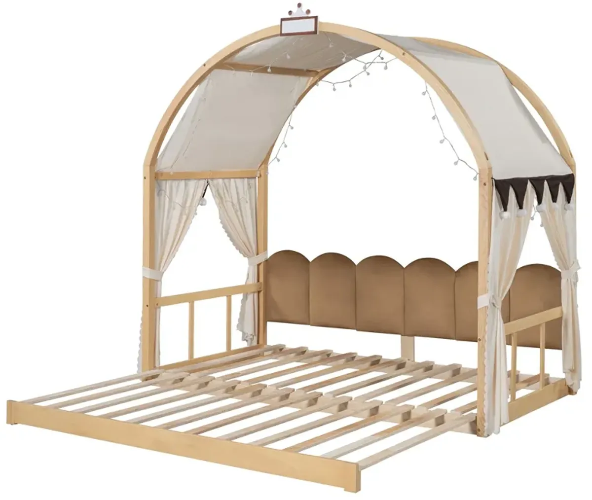 Extended Bed With Arched Roof And Trundle