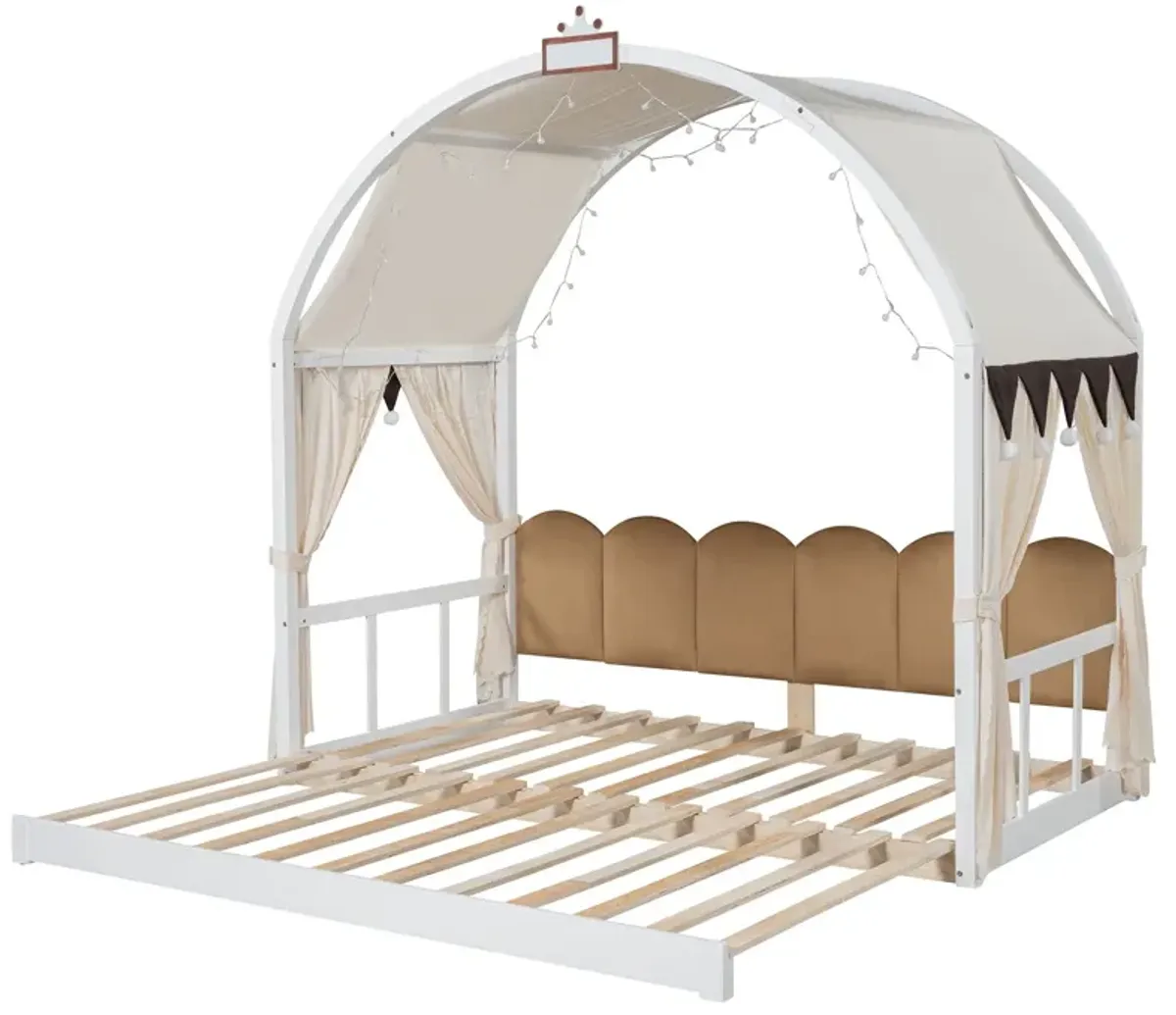 Extended Bed With Arched Roof And Trundle