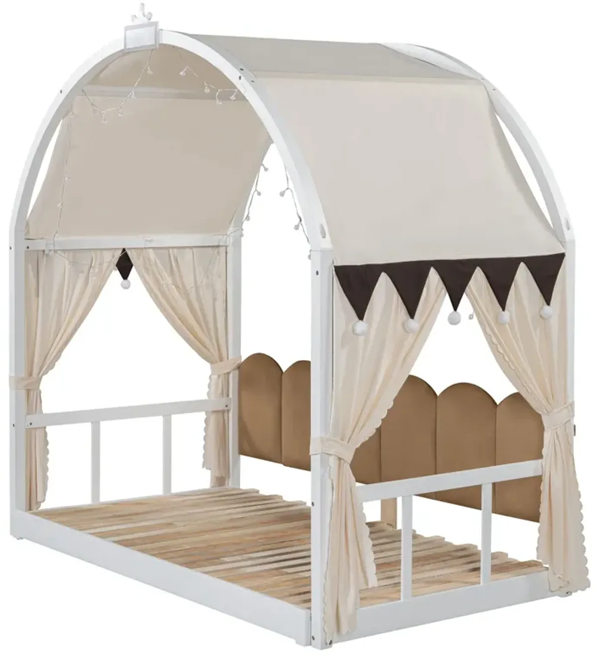 Extended Bed With Arched Roof And Trundle