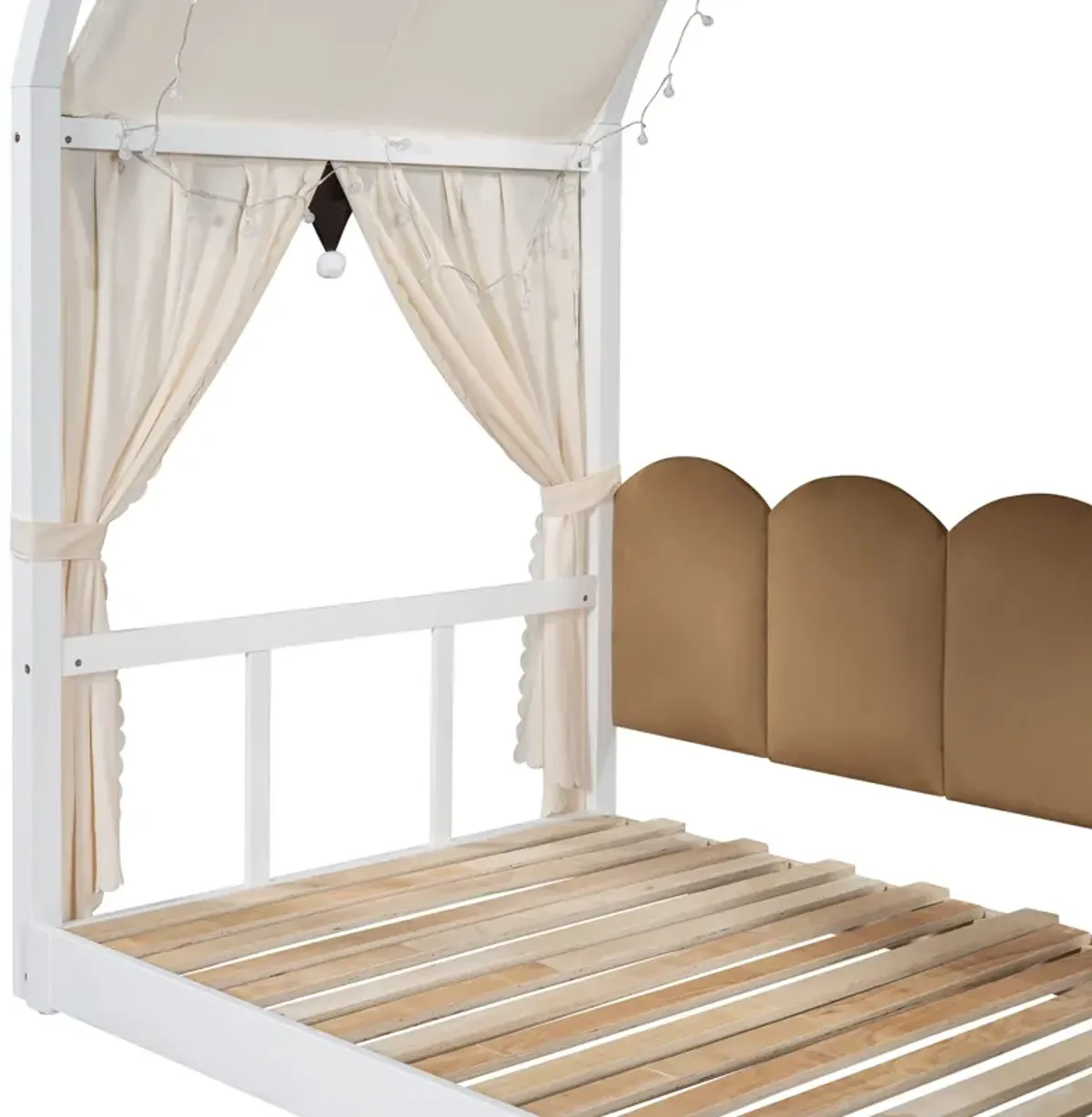 Extended Bed With Arched Roof And Trundle