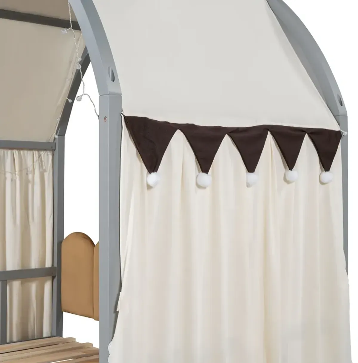 Extended Bed With Arched Roof And Trundle