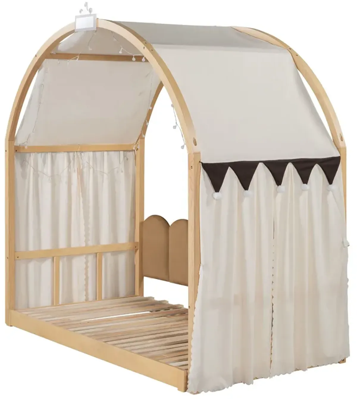 Extended Bed With Arched Roof And Trundle