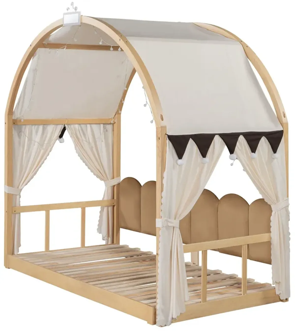 Extended Bed With Arched Roof And Trundle