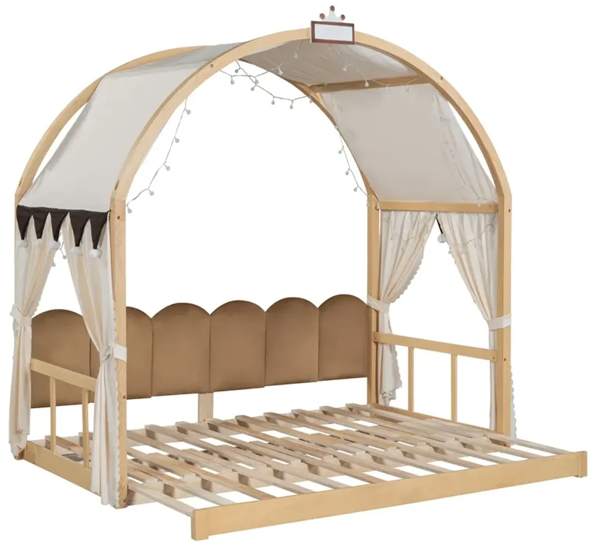 Extended Bed With Arched Roof And Trundle