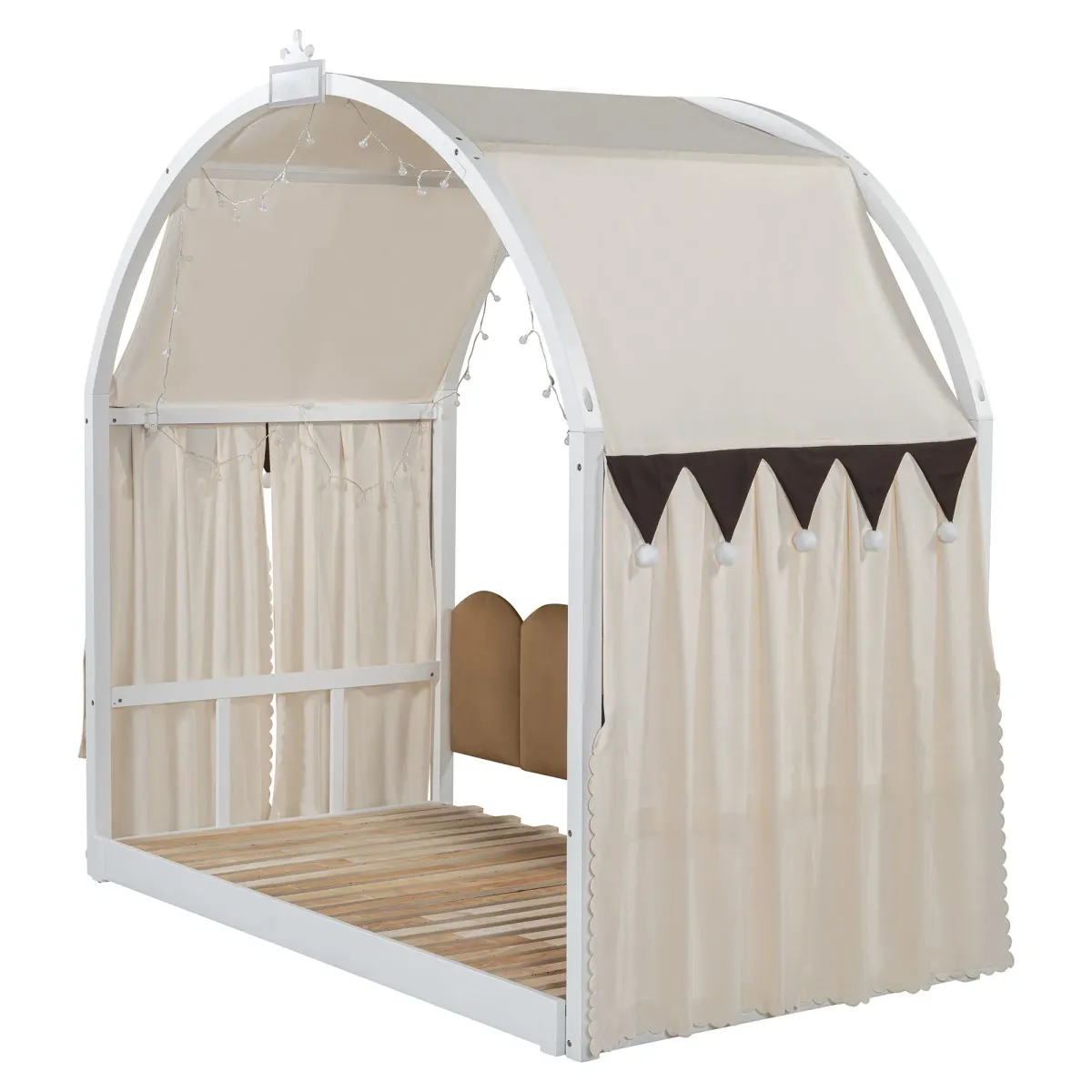 Extended Bed With Arched Roof And Trundle