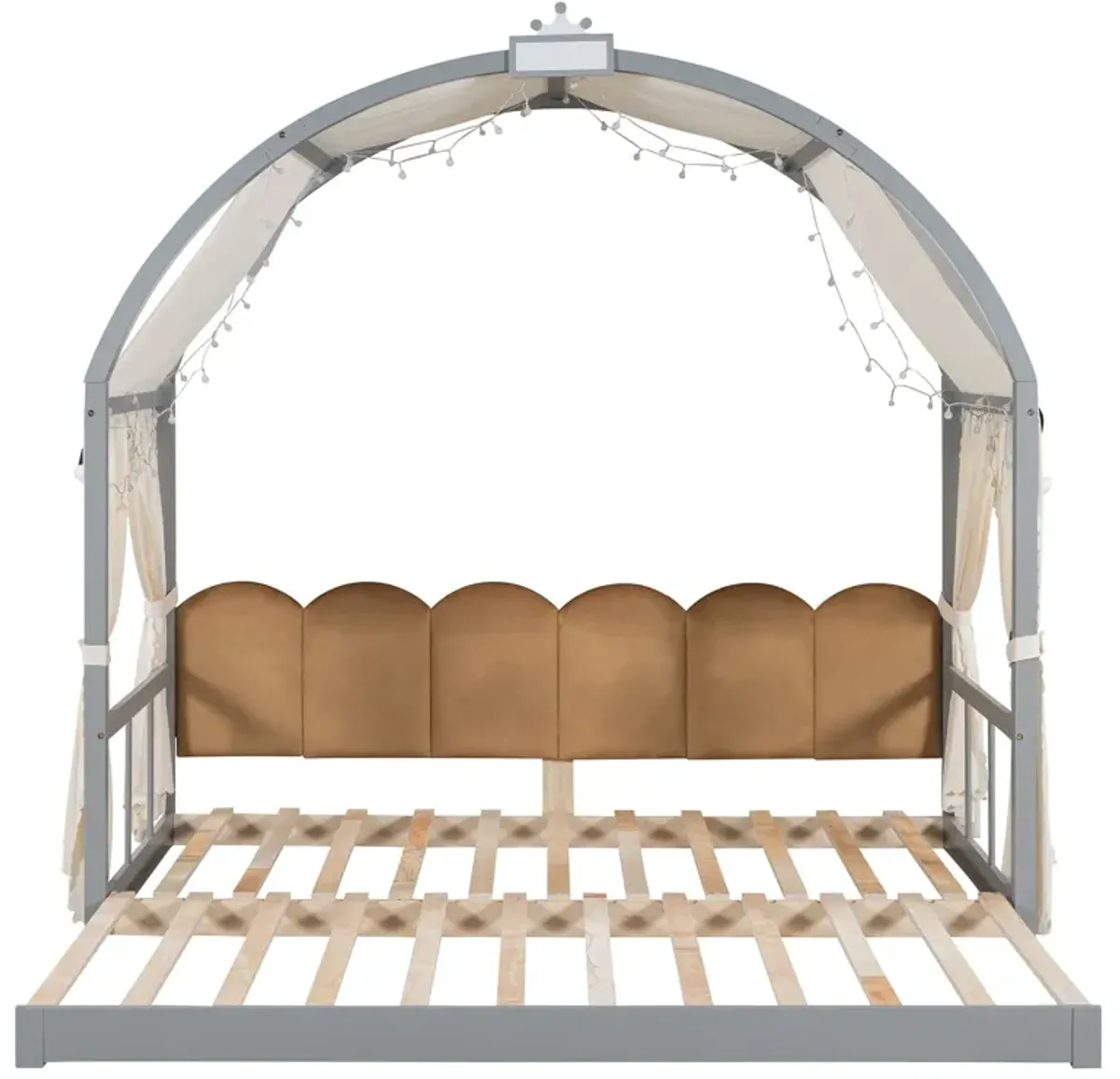 Extended Bed With Arched Roof And Trundle