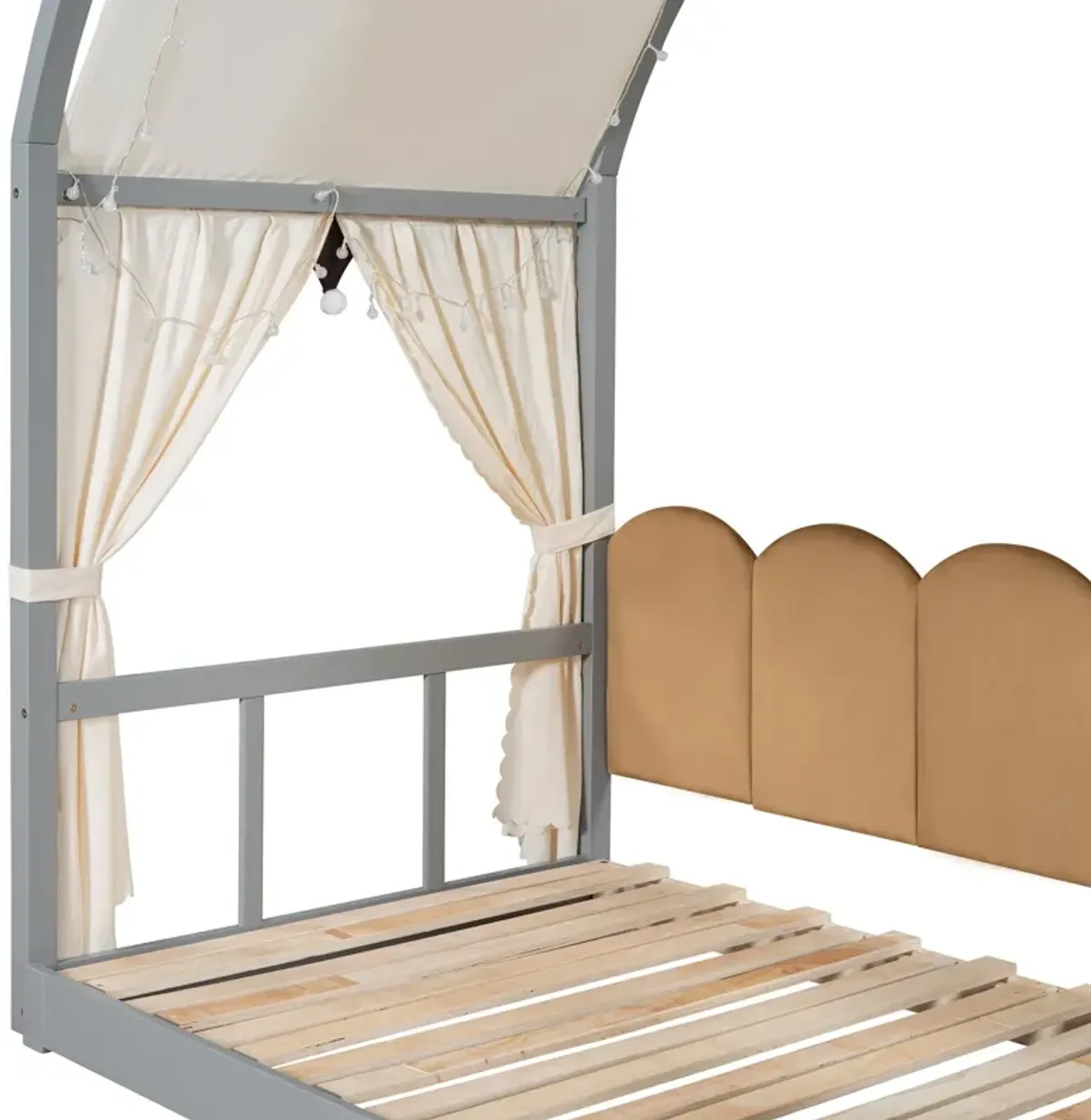 Extended Bed With Arched Roof And Trundle