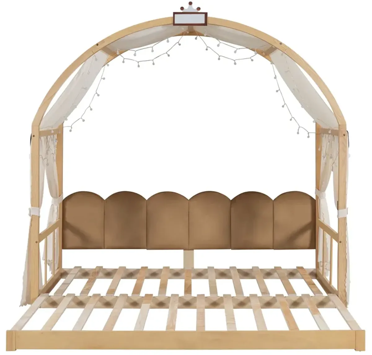 Extended Bed With Arched Roof And Trundle