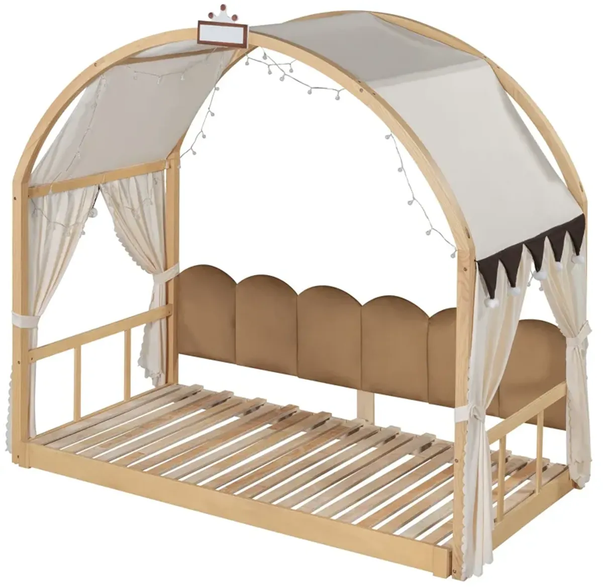 Extended Bed With Arched Roof And Trundle