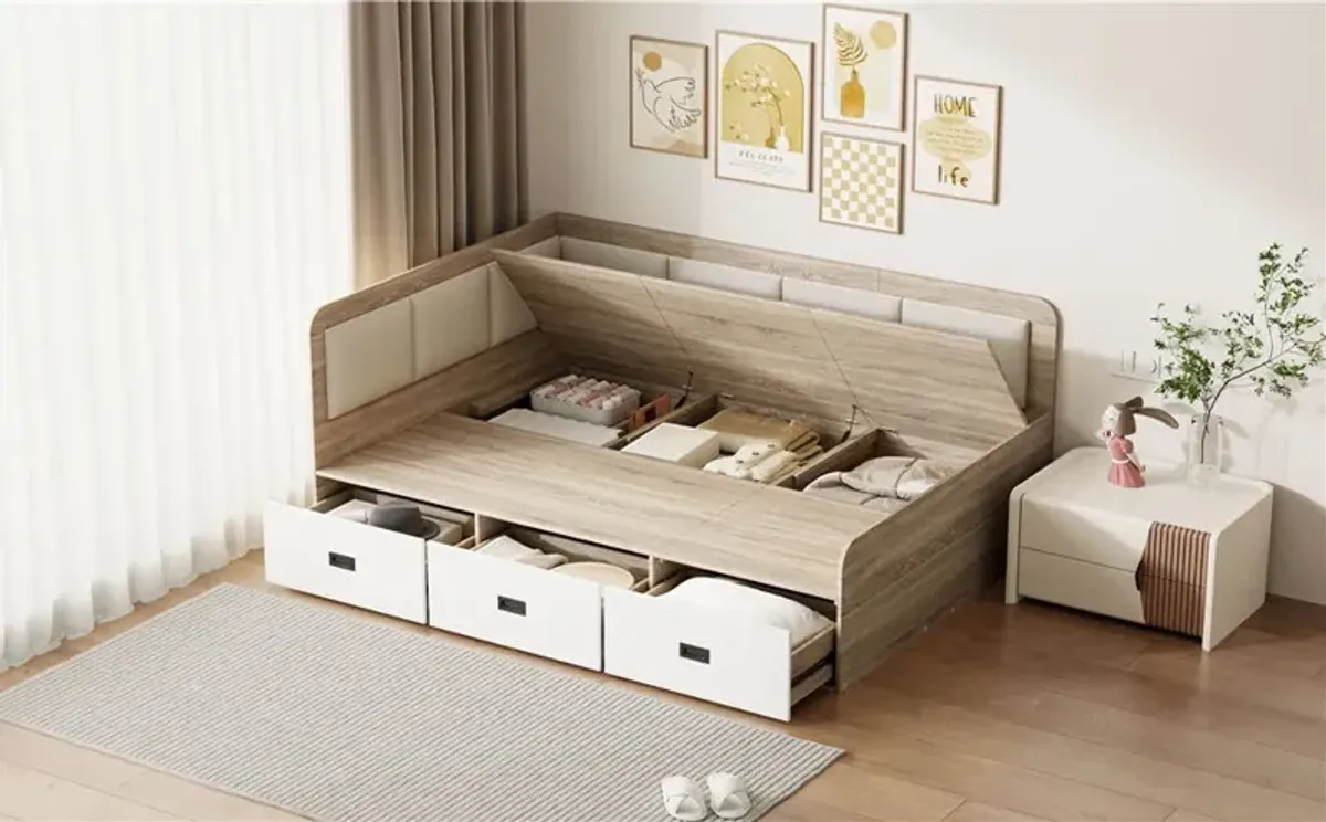 Daybed With Three Drawers And Three Storage Compartments