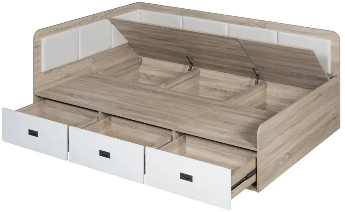 Daybed With Three Drawers And Three Storage Compartments