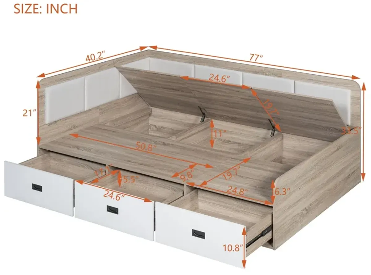 Daybed With Three Drawers And Three Storage Compartments