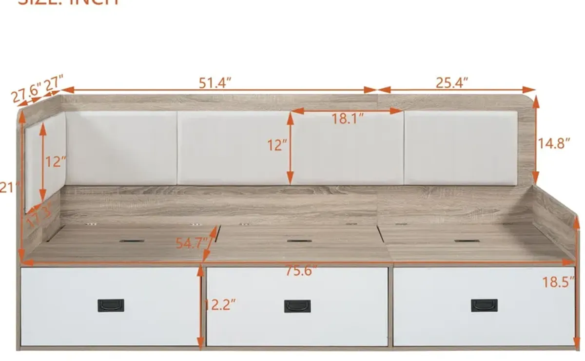 Daybed With Three Drawers And Three Storage Compartments