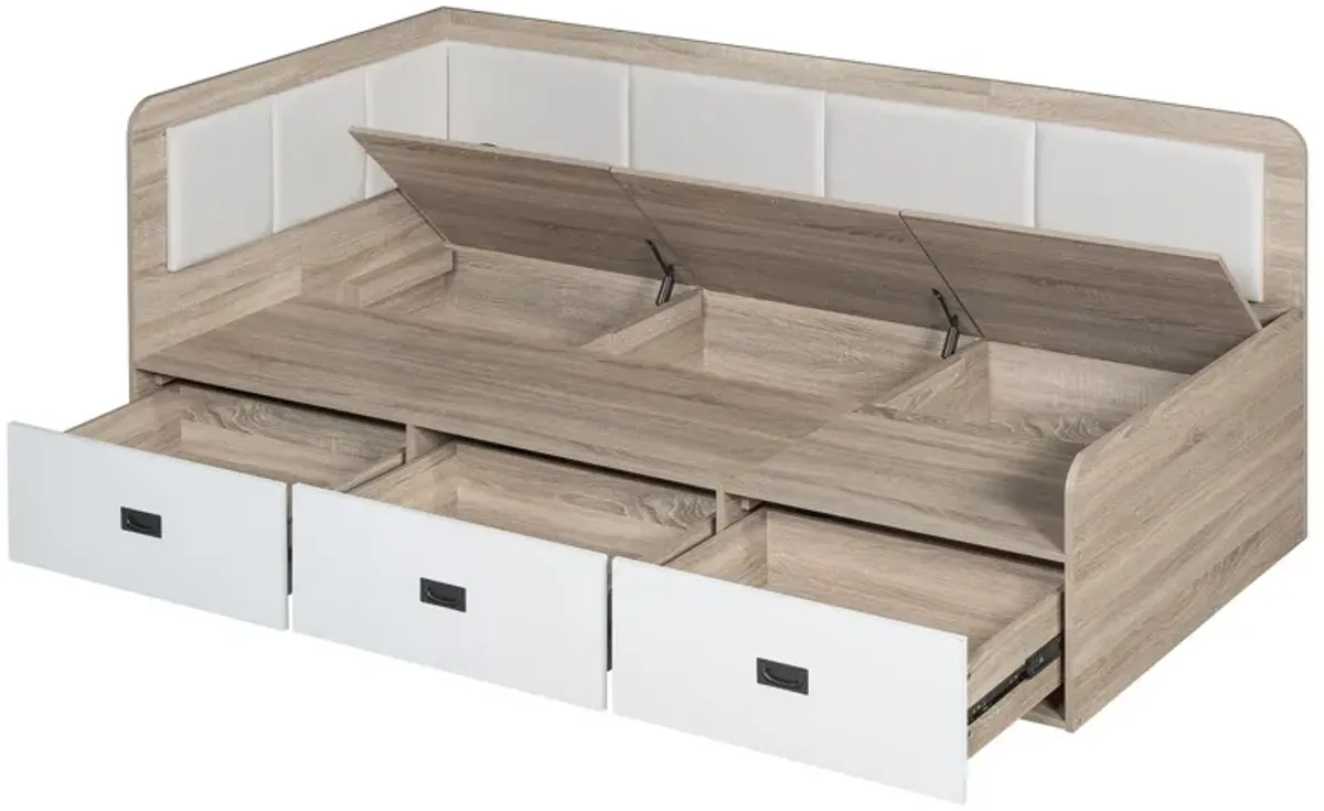 Daybed With Three Drawers And Three Storage Compartments