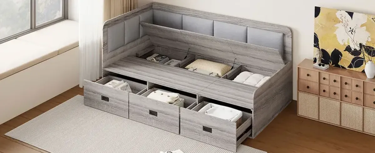 Daybed With Three Drawers And Three Storage Compartments