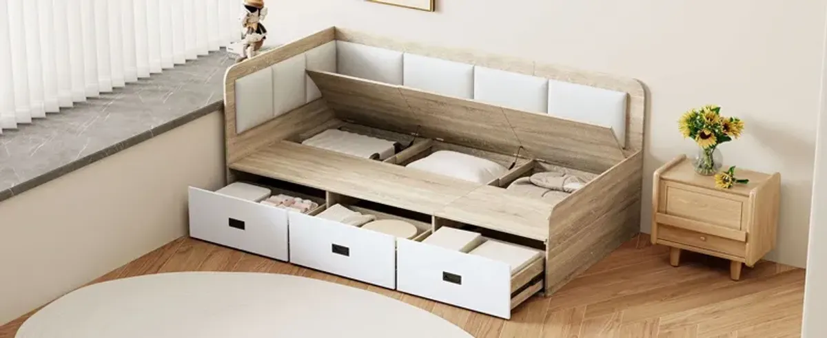 Daybed With Three Drawers And Three Storage Compartments