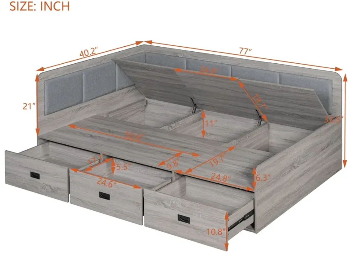 Daybed With Three Drawers And Three Storage Compartments