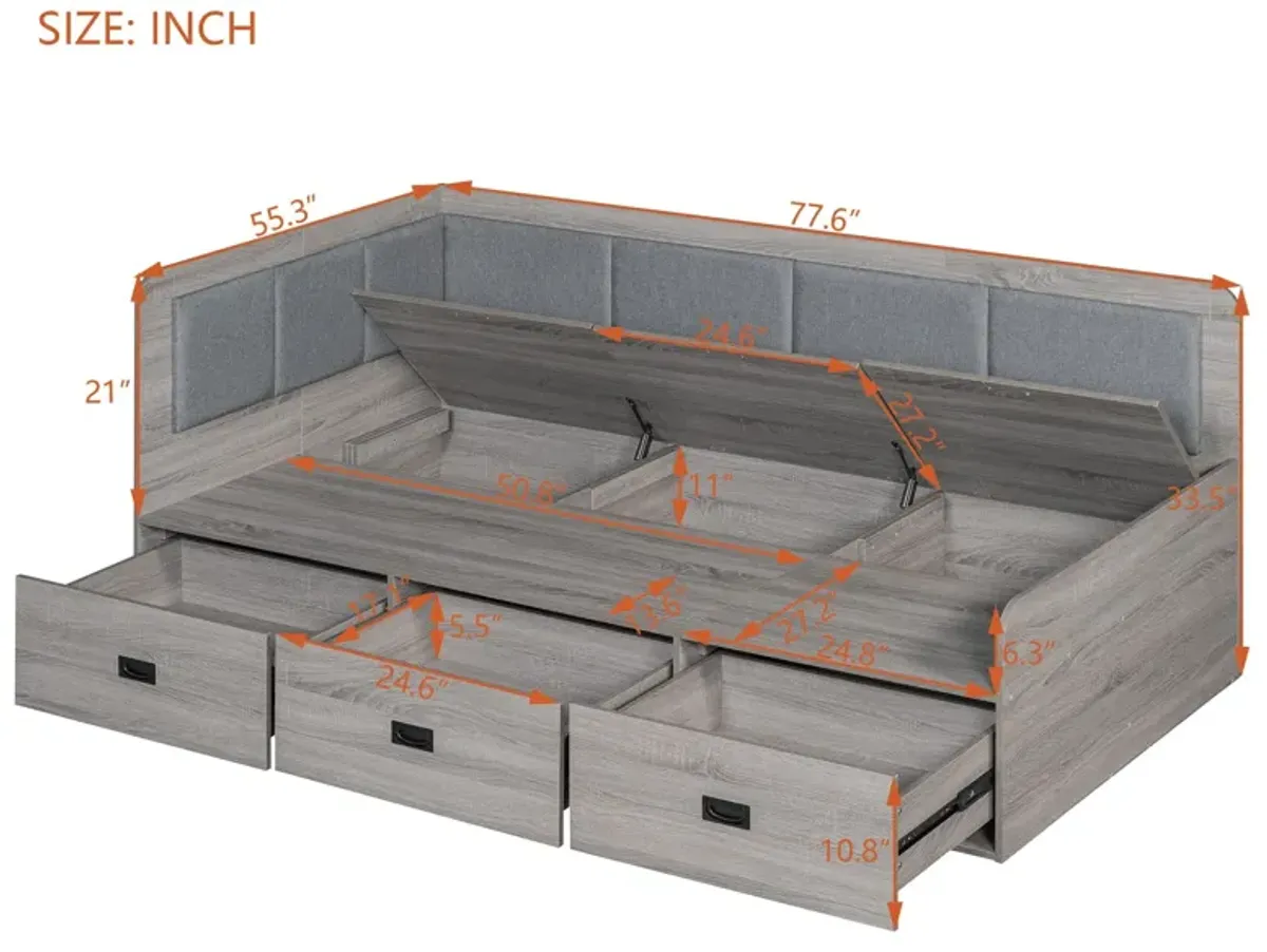 Daybed With Three Drawers And Three Storage Compartments