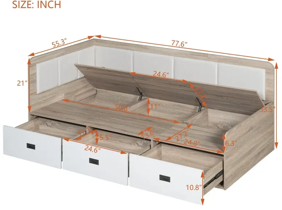 Daybed With Three Drawers And Three Storage Compartments