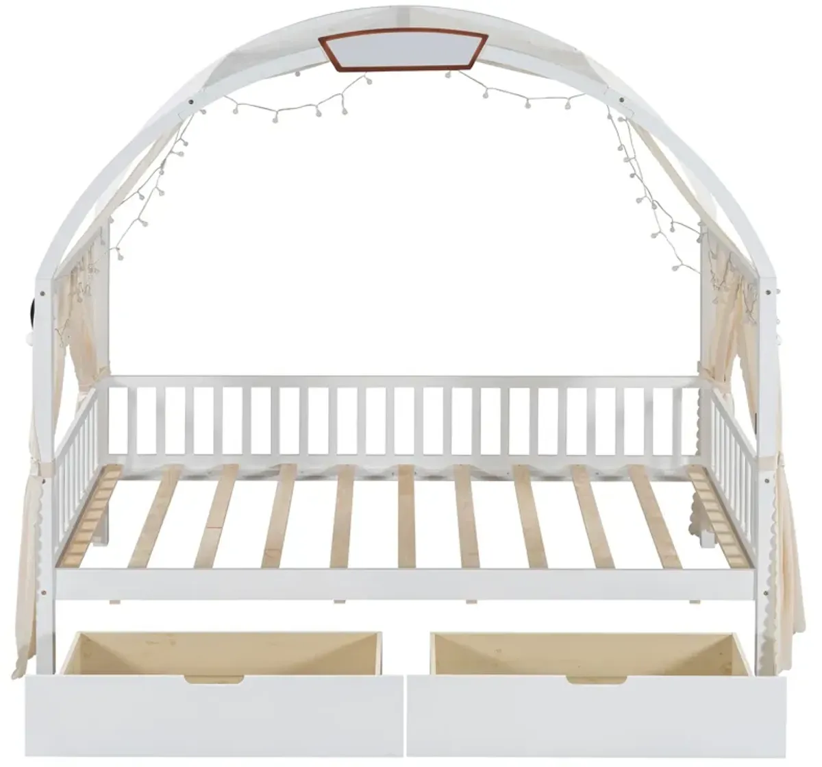 Bed With Arched Roof And 2 Drawers