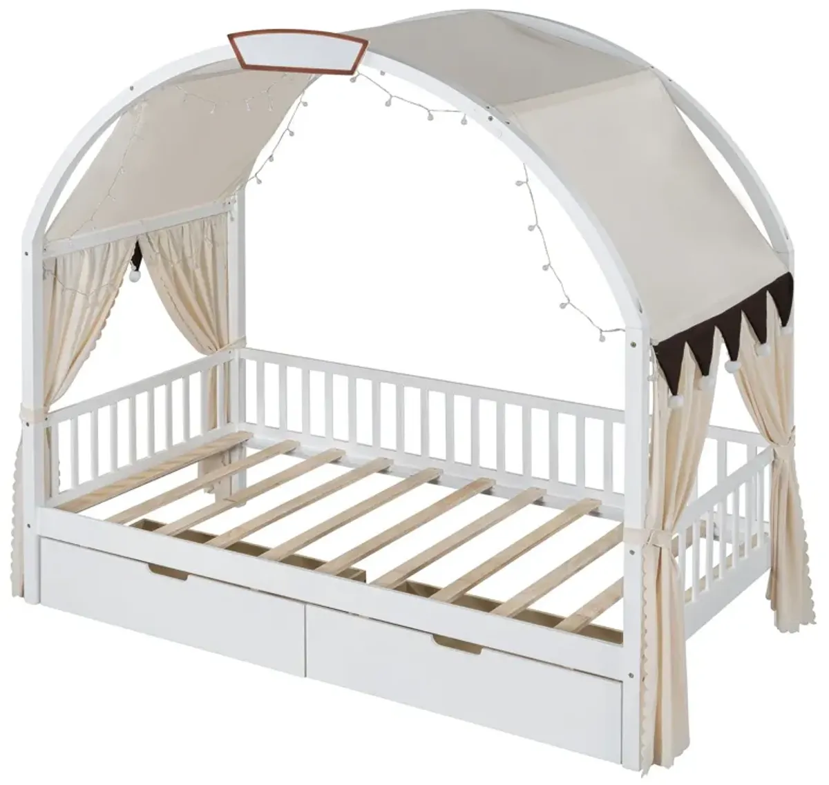 Bed With Arched Roof And 2 Drawers