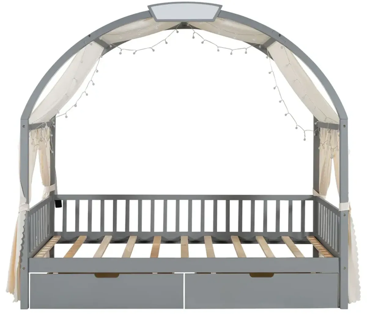 Bed With Arched Roof And 2 Drawers