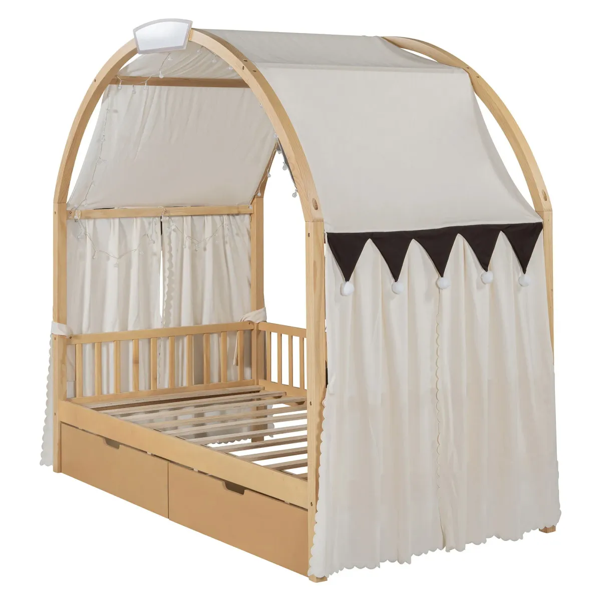 Bed With Arched Roof And 2 Drawers