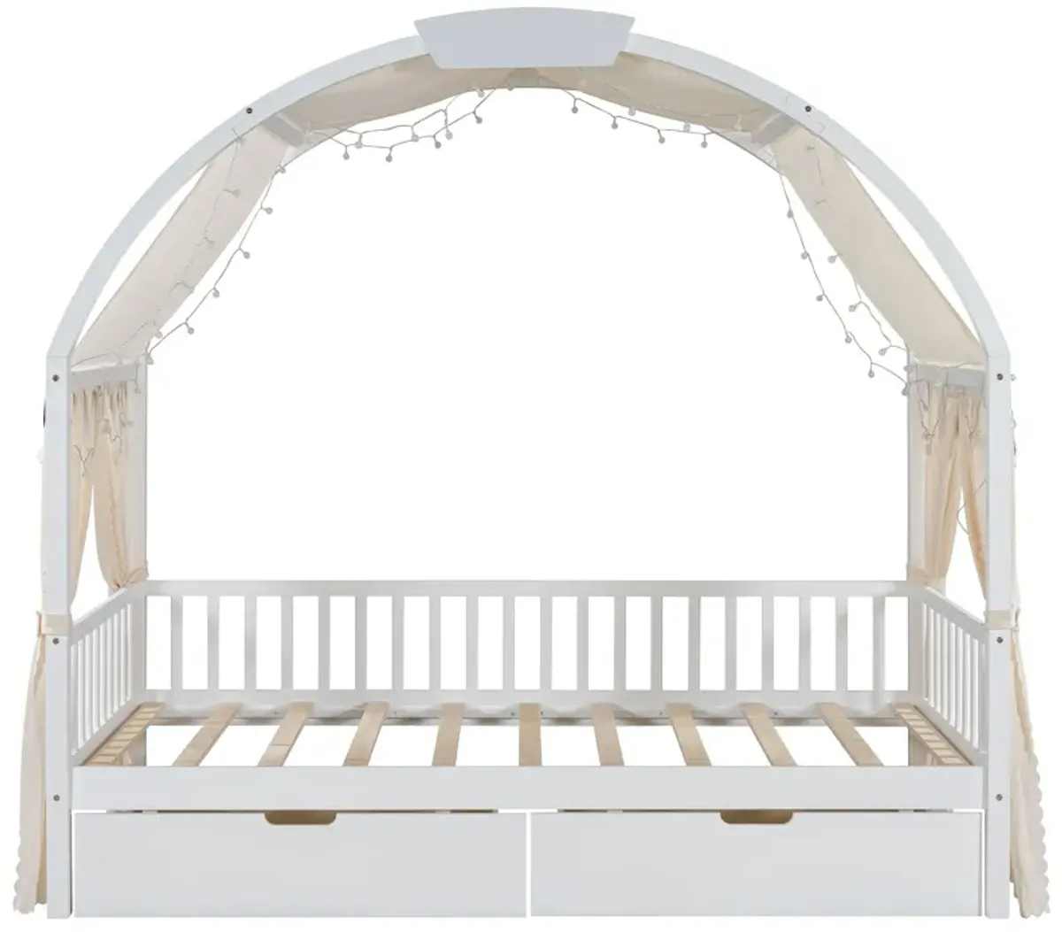 Bed With Arched Roof And 2 Drawers